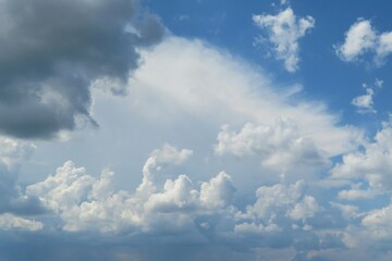 Beautiful cloudscape on blue sky, natural clouds background
