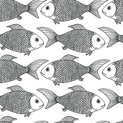 Vector fish pattern. Delicious fish. For printing on fabric.