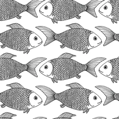Wallpaper murals Ocean animals Vector fish pattern. Delicious fish. For printing on fabric.