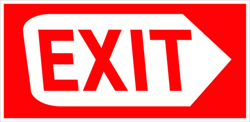 exit sign design with right arrows on red background. Vector illustration 