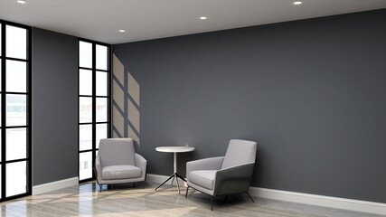 modern office lobby waiting room for company logo mockup