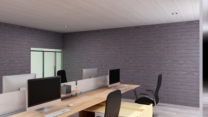 blank wall in the office room for company logo mockup