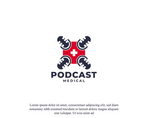 Health Medicine Podcast Logo Template Design Element. Suitable for Health Care Icon