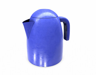 3D rendering electric kettle of silver color on a white background