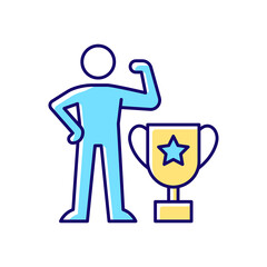 Power-based motivation RGB color icon. Desire for prestige and reputation. Having control over people. Impact people. Leadership skills. Isolated vector illustration. Simple filled line drawing