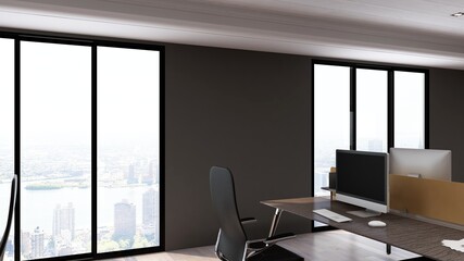 blank wall in office room for company logo mockup