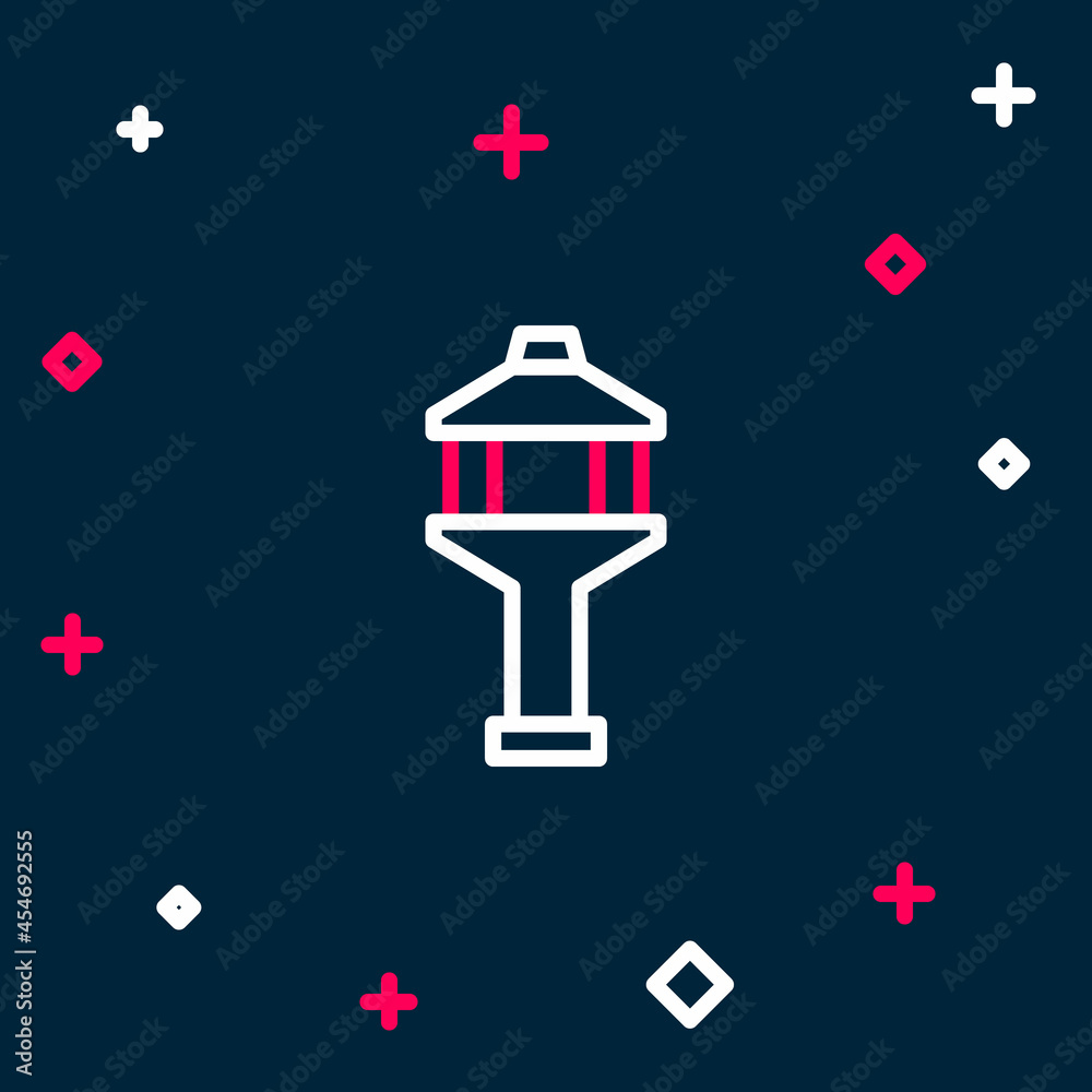 Canvas Prints line airport control tower icon isolated on blue background. colorful outline concept. vector