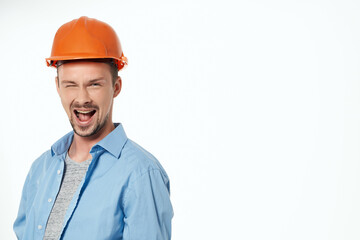 man in construction uniform Professional Job light background