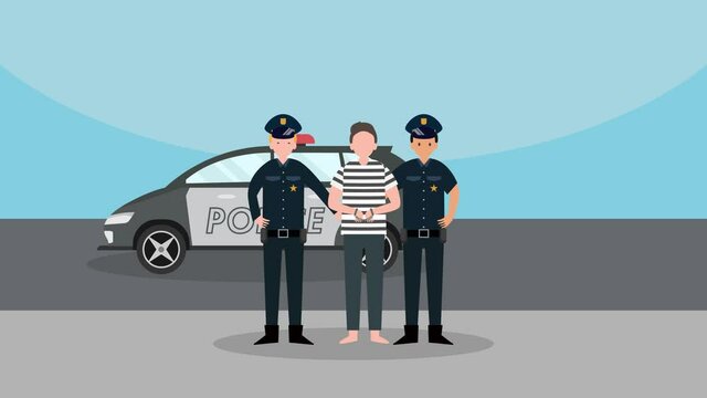 Two policeman caught and handcuff prisoner