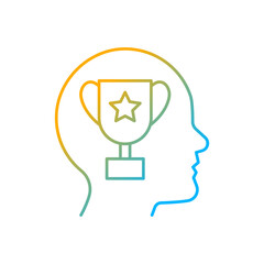 Achievement motivation gradient linear vector icon. Desire to reach goal. Force to action. Motivation at workplace. Thin line color symbol. Modern style pictogram. Vector isolated outline drawing