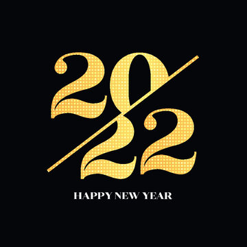 happy new year 2022 numbers background gold