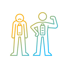 Emotional state gradient linear vector icon. Persons reaction. Motivation if state is good. Force to achieve goal. Thin line color symbol. Modern style pictogram. Vector isolated outline drawing