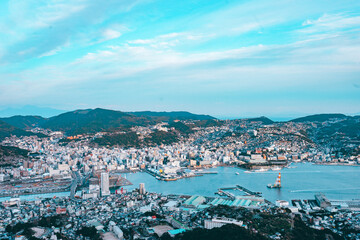 展望台からのぞむ長崎市の景色