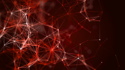 Digital technological background. Abstract structure with connected dots and lines. 3D rendering.