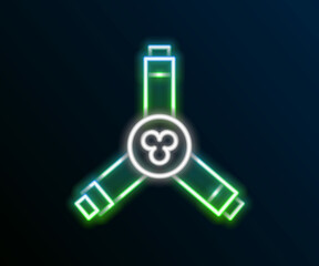Glowing neon line Skateboard Y-tool icon isolated on black background. Colorful outline concept. Vector