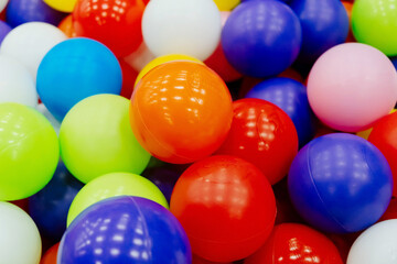 Multi-colored plastic balls. Children's playroom.