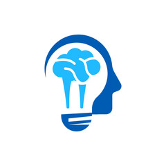 People logo with light bulb concept, human head bulb lamp logo vector inspiration