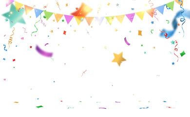 Vector illustration of falling confetti on a transparent background.