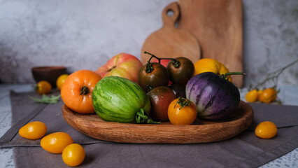 Colourful fresh juicy season tomatoes