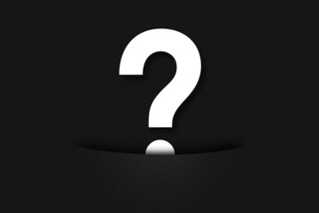 Question mark concept, question mark coming out of a pocket on a black background