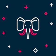 Line Elephant icon isolated on blue background. Colorful outline concept. Vector