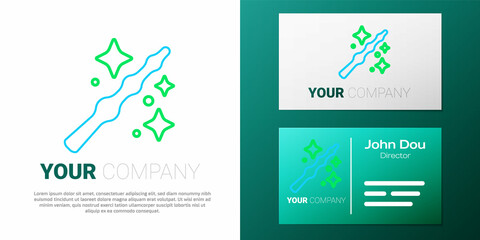 Line Magic wand icon isolated on white background. Star shape magic accessory. Magical power. Happy Halloween party. Colorful outline concept. Vector