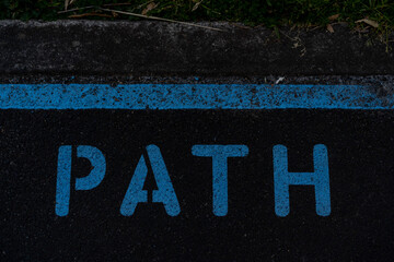 Shared path sign on shared pathway for bicycle riding lane and pedestrian path
