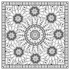 Mehndi flower for henna, mehndi, tattoo, decoration. decorative ornament in ethnic oriental style. doodle ornament. coloring book page.