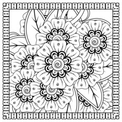 Mehndi flower for henna, mehndi, tattoo, decoration. decorative ornament in ethnic oriental style. doodle ornament. coloring book page.