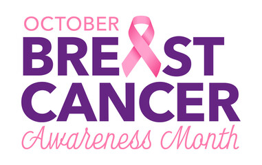 Breast Cancer Awareness Month Pink Ribbon Background Vector Logotype Concept Illustration