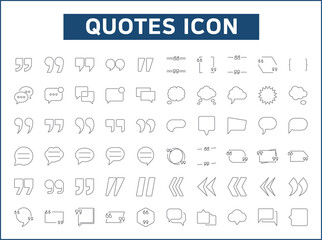 Set of 60 Quotes and speech bubble line style. Contains such icons as messages, chat, quotation, pop-up and other elements.