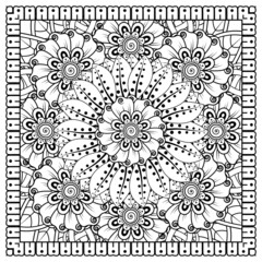 Mehndi flower for henna, mehndi, tattoo, decoration. decorative ornament in ethnic oriental style. doodle ornament. coloring book page.