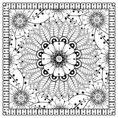 Mehndi flower for henna, mehndi, tattoo, decoration. decorative ornament in ethnic oriental style. doodle ornament. coloring book page.