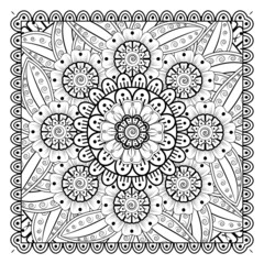 Mehndi flower for henna, mehndi, tattoo, decoration. decorative ornament in ethnic oriental style. doodle ornament. coloring book page.