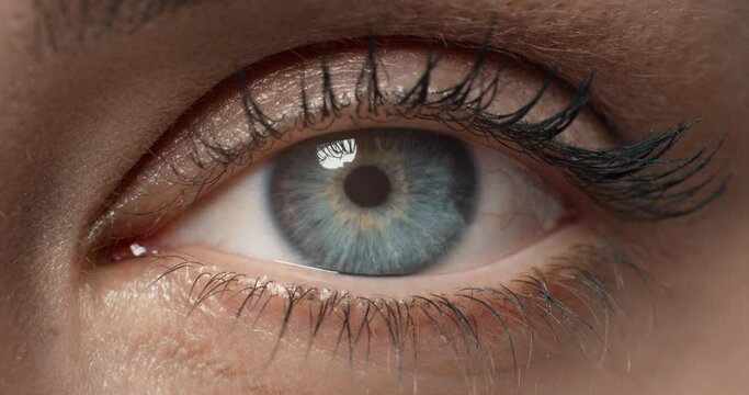 close up macro eye opening human iris beautiful blue eye healthy eyesight awareness concept