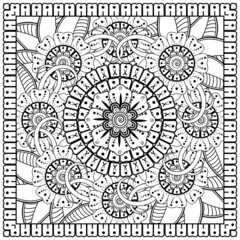 Mehndi flower for henna, mehndi, tattoo, decoration. decorative ornament in ethnic oriental style. doodle ornament. coloring book page.