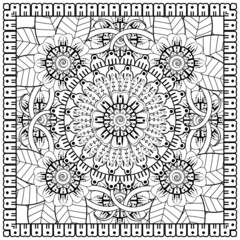 Mehndi flower for henna, mehndi, tattoo, decoration. decorative ornament in ethnic oriental style. doodle ornament. coloring book page.