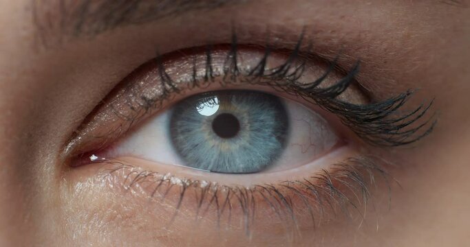 close up macro eye opening human iris beautiful blue eye healthy eyesight awareness concept