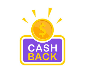 Cashback badge. Money back logo template. Bonus cash back icon. Refund money service for partner program. Vector illustration.