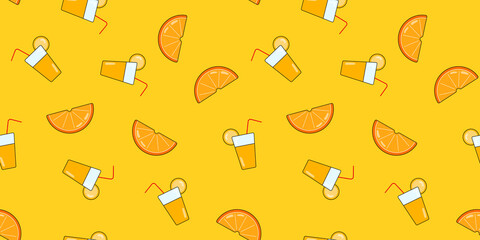 Lemonade seamless pattern. Vector background from cups with a drink for design. Drink concept.