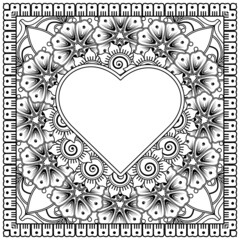 Mehndi flower for henna, mehndi, tattoo, decoration. decorative ornament in ethnic oriental style. doodle ornament. coloring book page.