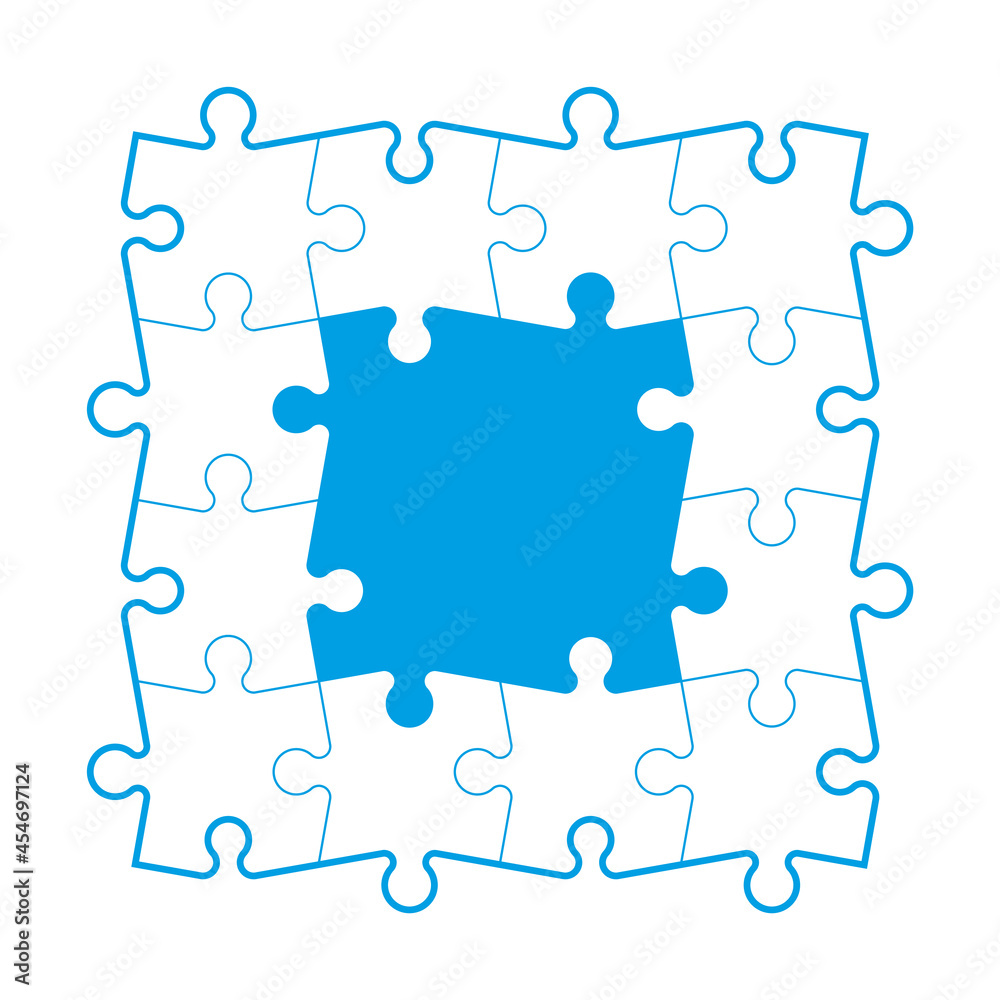 Poster A lot of piece flat puzzle pattern presentation. Many step puzzles business background. Simple pattern. Section compare service banner. Puzzle illustration template simple shape. Abstract Background