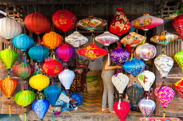 Colorful lanterns at the market street of Hoi An Ancient Town