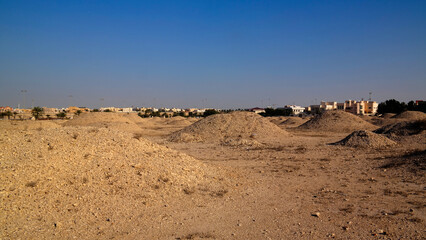 Fototapeta na wymiar exterior view to Dilmun mounds in Bahrain