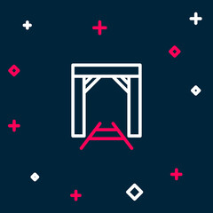 Line Mine entrance icon isolated on blue background. Colorful outline concept. Vector