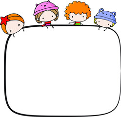 vector cartoon kids Children's background border frame card