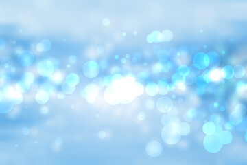 Abstract blurred fresh vivid spring summer light delicate pastel blue turquoise bokeh background texture with bright circular soft color lights. Card concept. Beautiful backdrop illustration.
