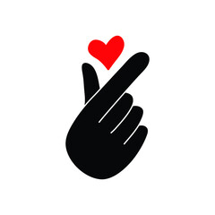 Obraz premium finger with a heart icon. Korean heart love sign. hand holding a heart sign valentine's day