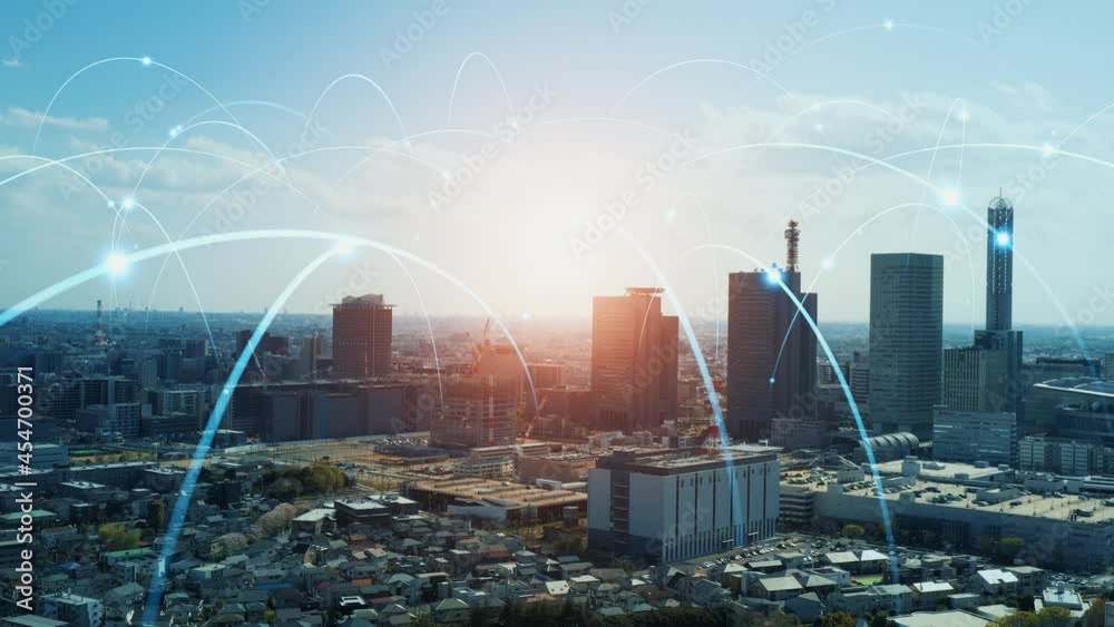 Aufkleber smart city and communication network concept. 5g. lpwa (low power wide area). wireless communication
