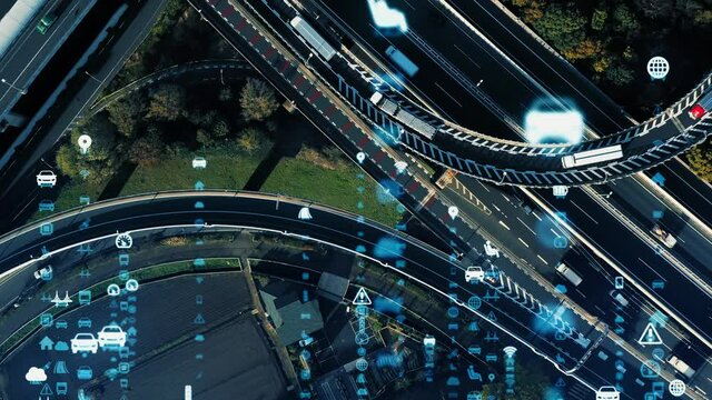 Transportation and technology concept. ITS (Intelligent Transport Systems). Mobility as a service.